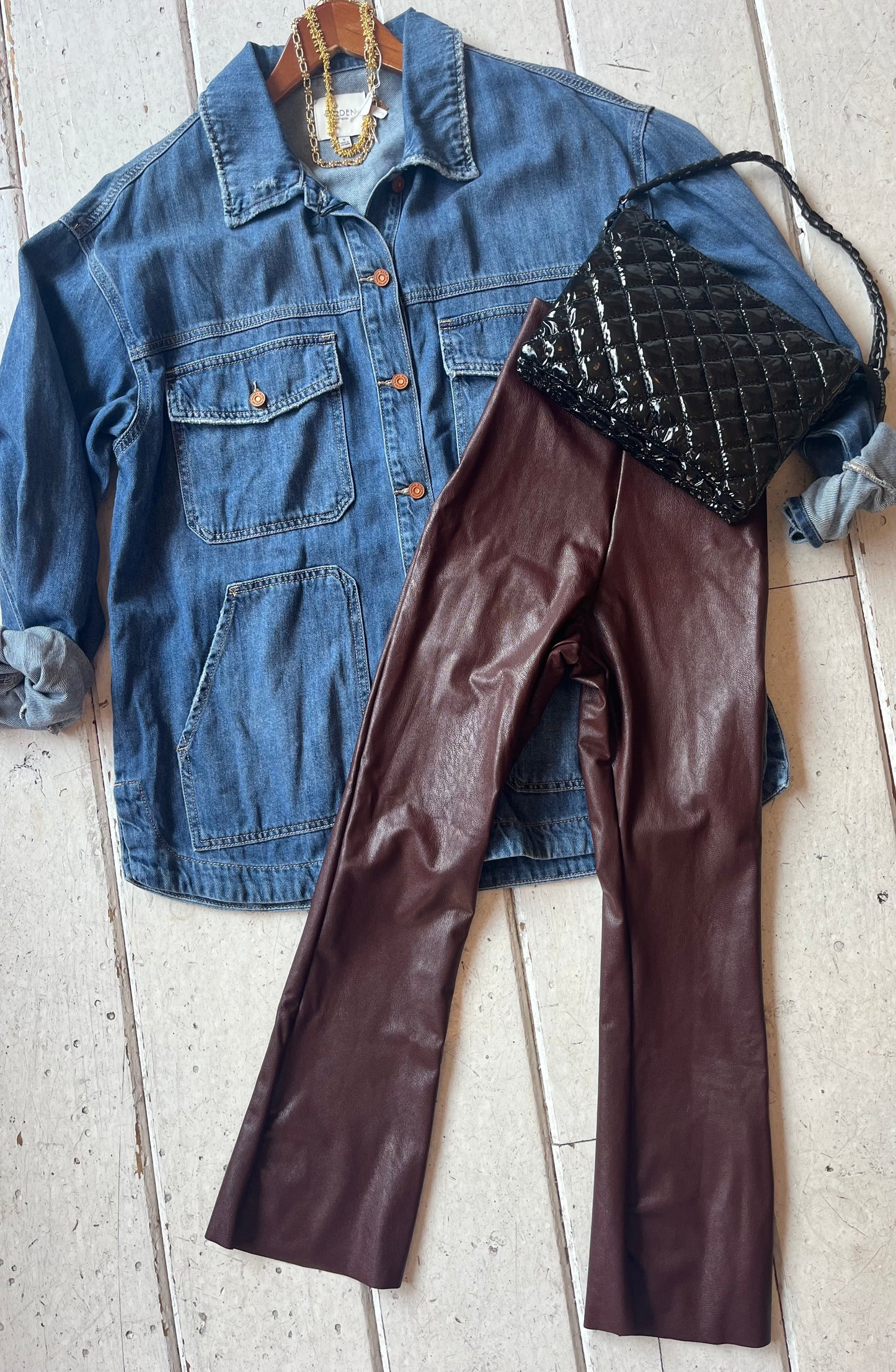 Le Chic Coated Cropped Legging