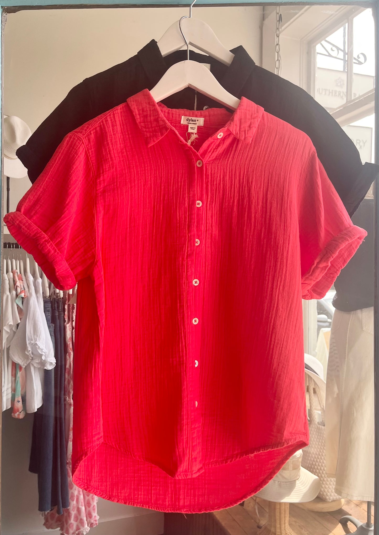 Roll Sleeve Gauze Top