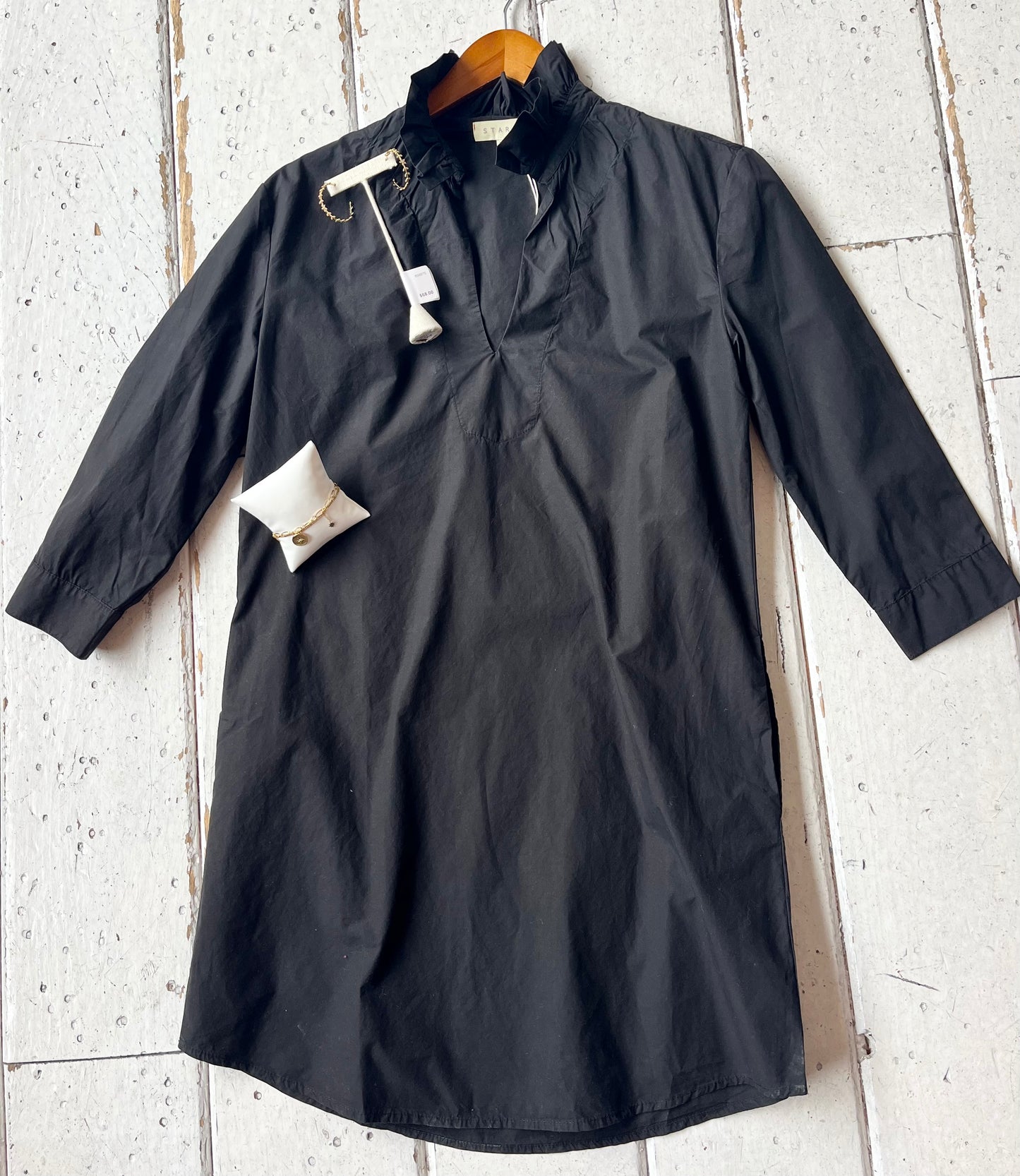 Poplin Ruffle Neck Dress