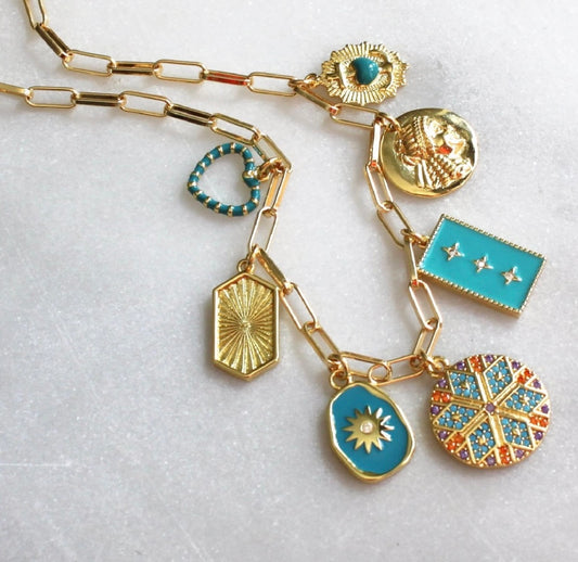 Teal Charm Necklace