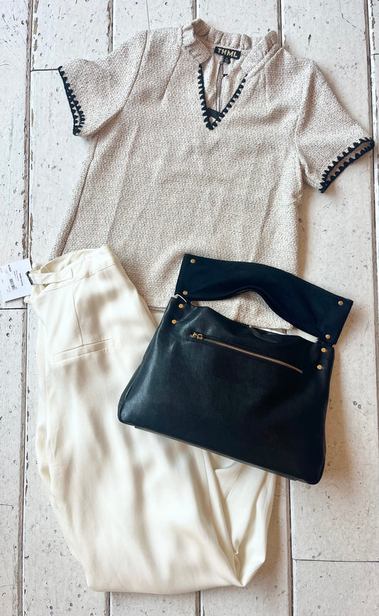 Tweed Whipstitch Top