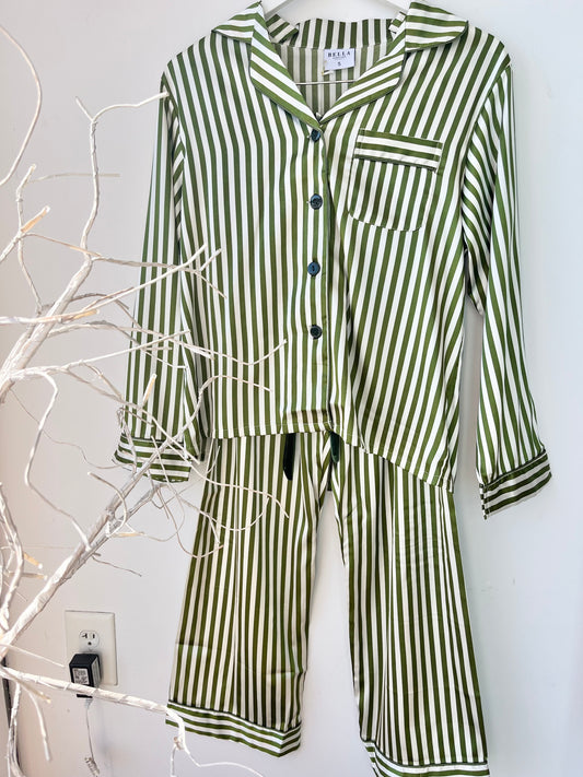 Green Stripe Silk Touch PJ