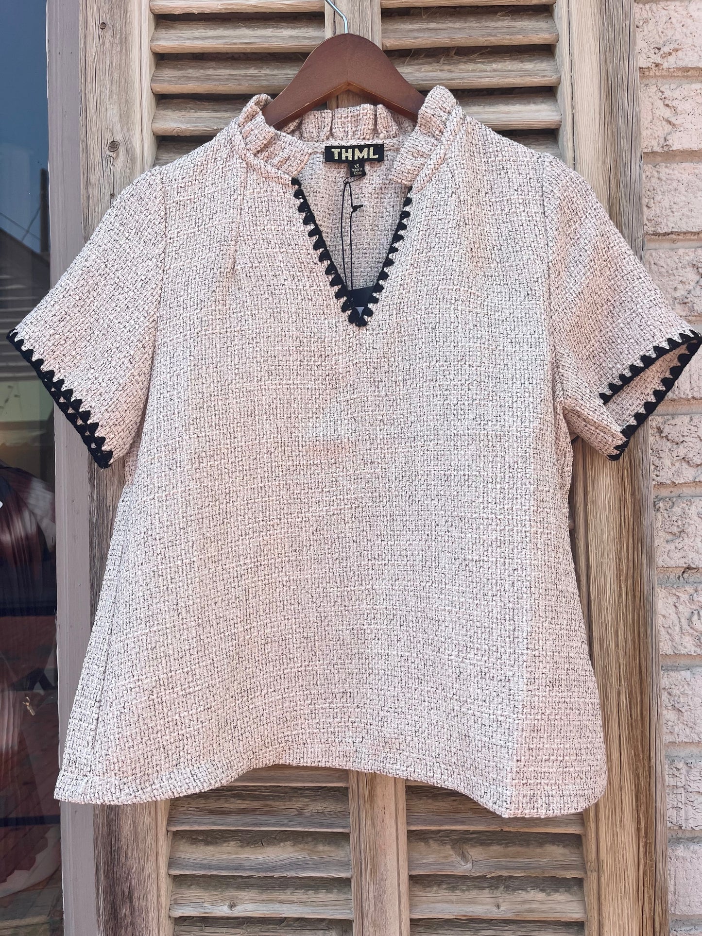 Tweed Whipstitch Top