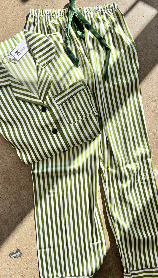 Green Stripe Silk Touch PJ
