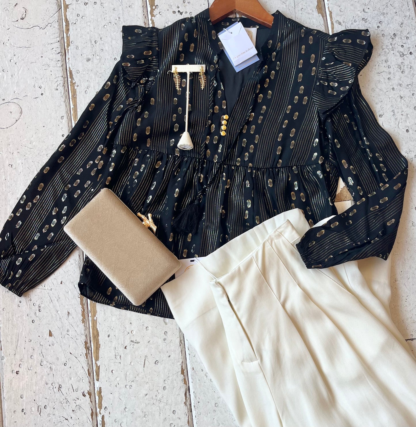 Black and Gold Lurex Top